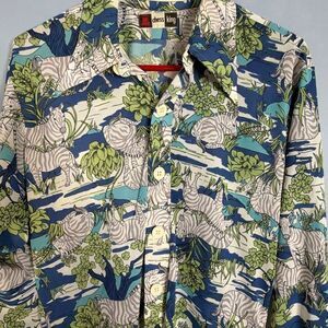 Vintage Chess King Button Down Dress Shirt Zebras Greenery Lg Nylon
